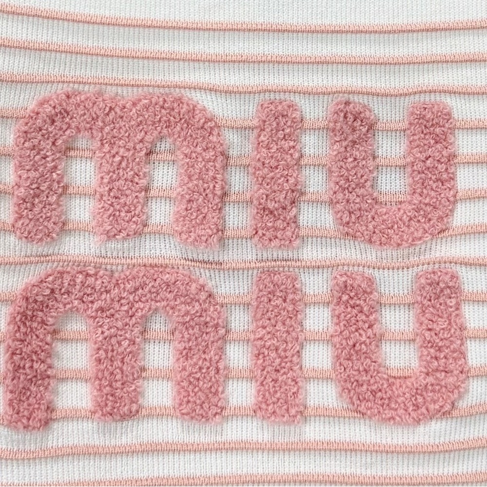 Miu Miu White Tank with Pink Logo Stripe Panel - Picture 4 of 5
